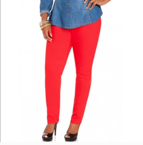 Plus size soft brushed leggings in red