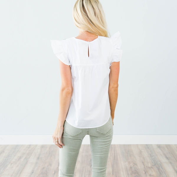 Saylor Embroidered Top in Ivory