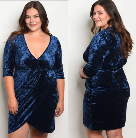 Blue Crush Velvet Velour Plus Size Dress