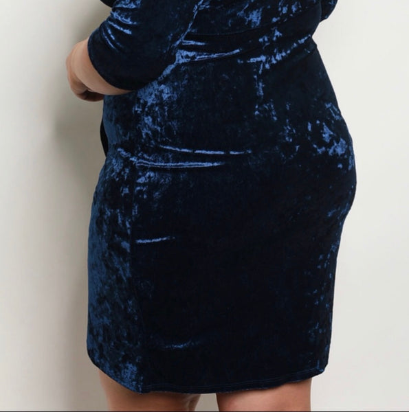 Blue Crush Velvet Velour Plus Size Dress