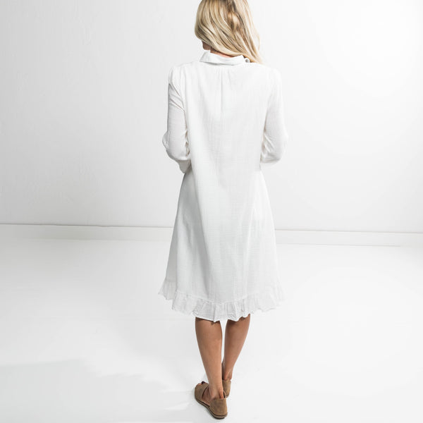 Esme Button Up Dress in Ivory