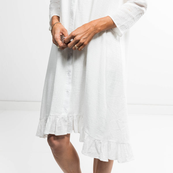 Esme Button Up Dress in Ivory