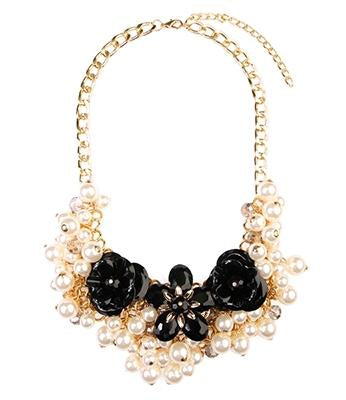 Black Chunky Floral Necklace